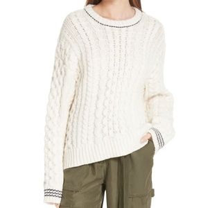 NWT ivory/navy RAG & BONE Brighton Aran sweater